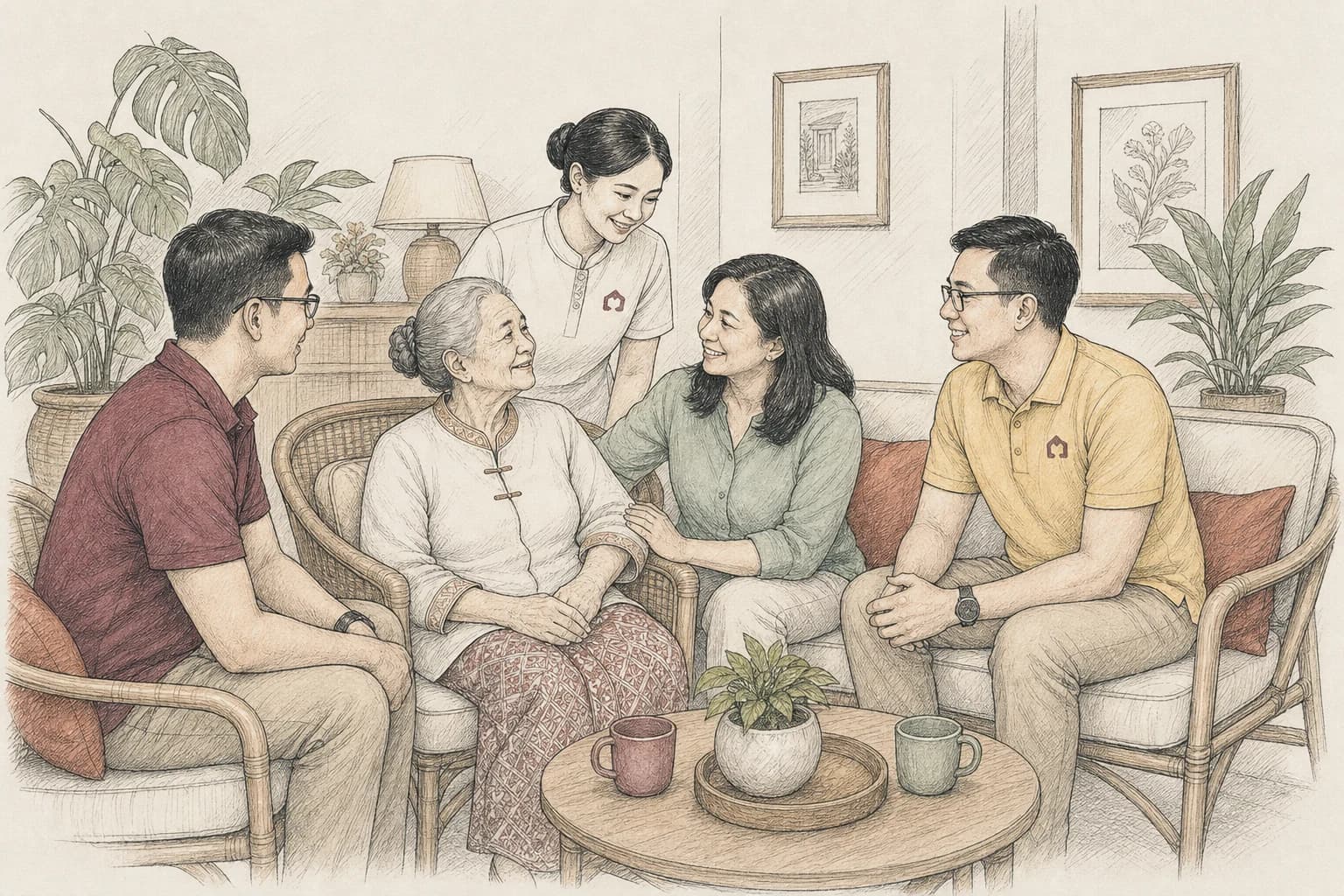 A sketch of the Care Collective care and hospitality team