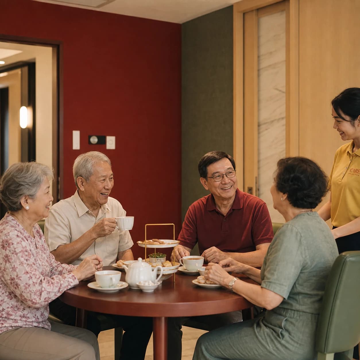 Residents sharing dinner at the Clubhouse