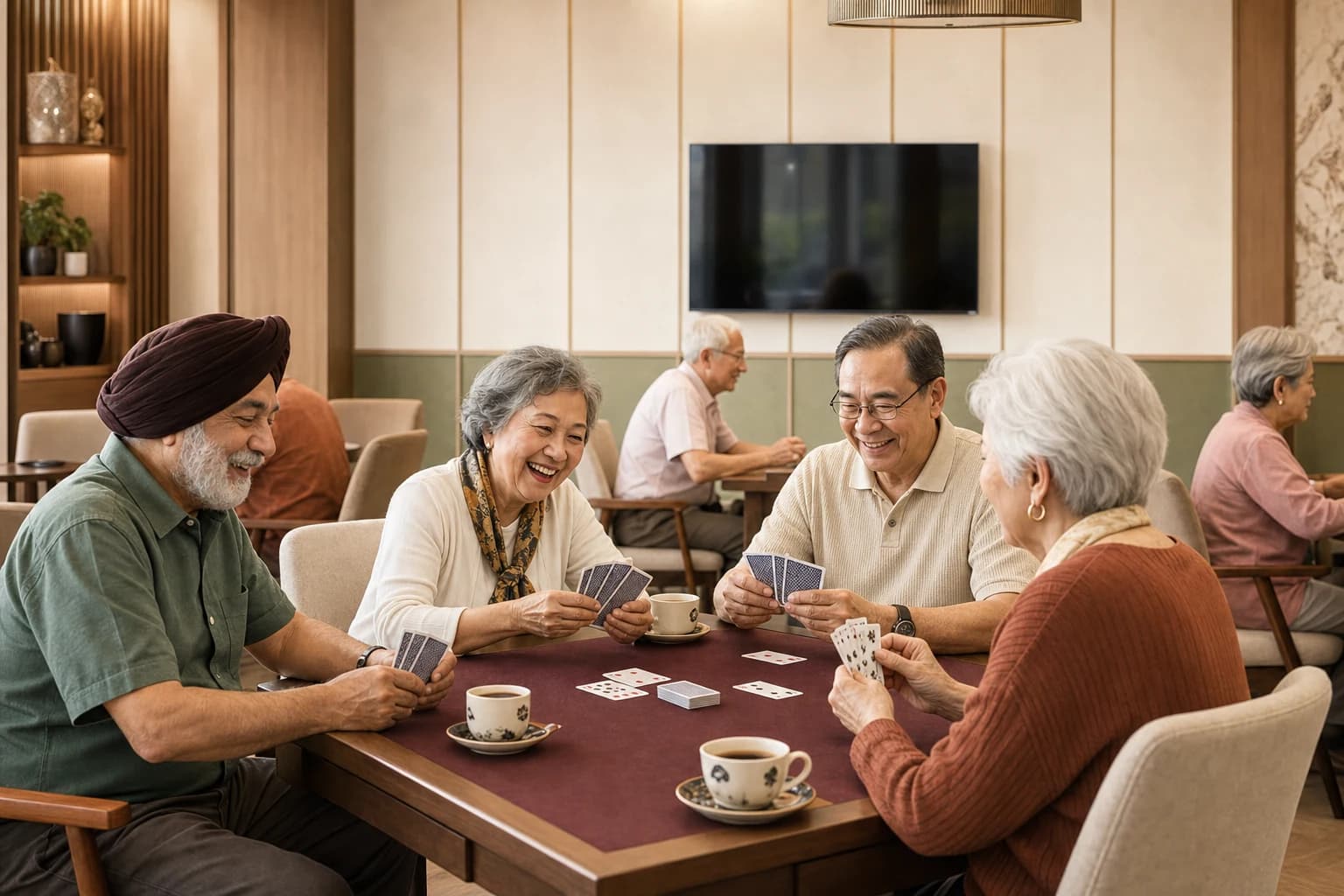 Members at the Clubhouse social table
