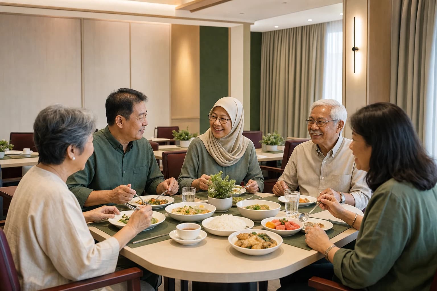 Members sharing lunch at the Clubhouse