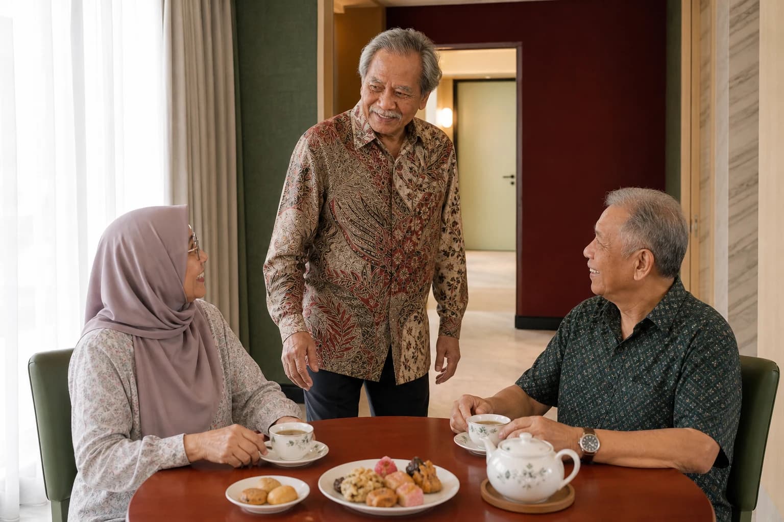 A resident choosing to join the social table